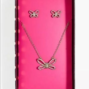NWT J. Crew Crystal Bow Necklace & Earrings Set